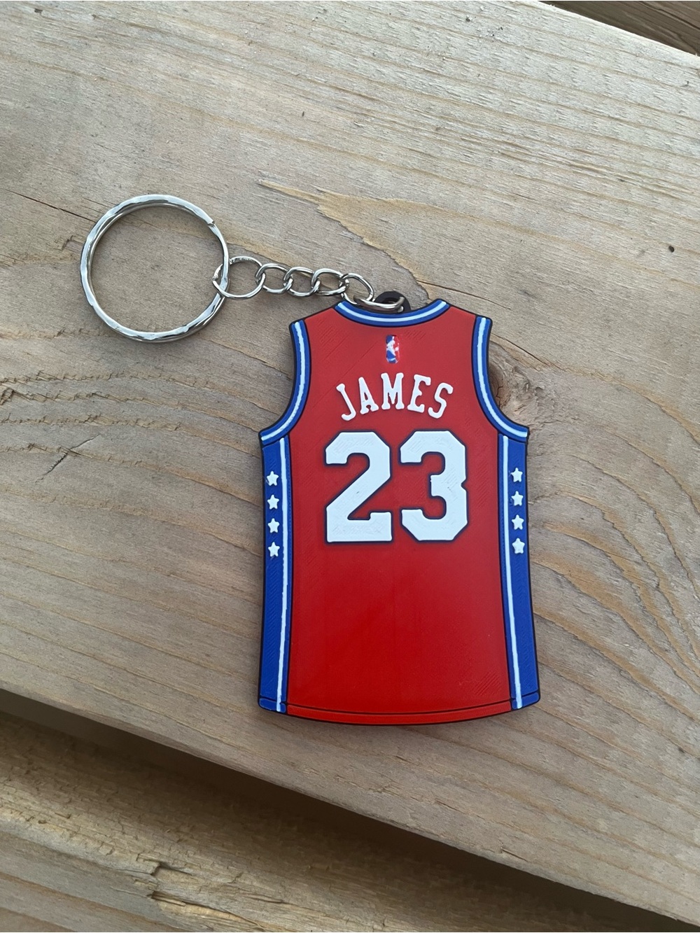 Red NBA Jersey Keychain with 23 Design